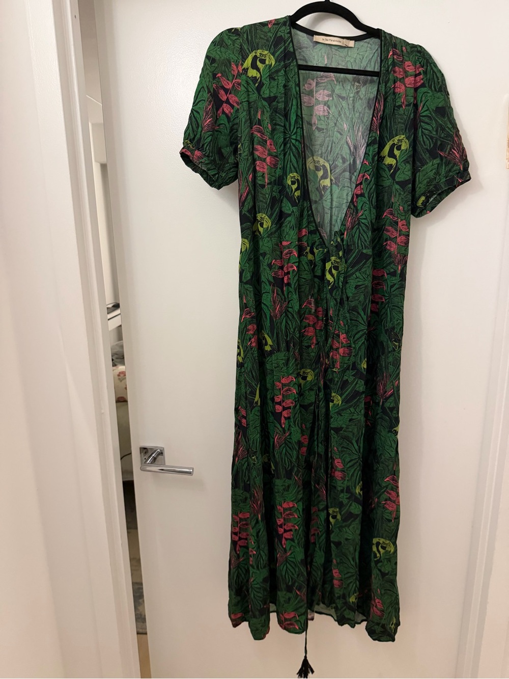Tropical Green Floral Maxi Dress - La Fee Maraboutee